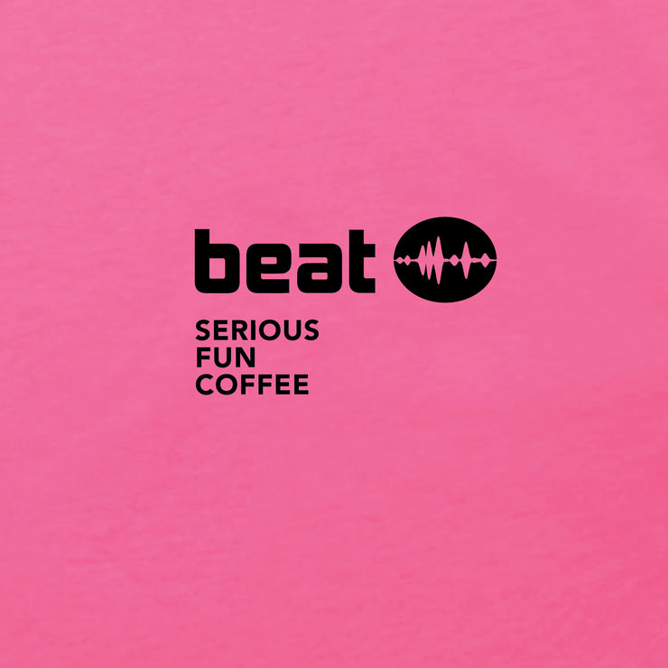 Pink background with 'beat' logo and text on a pink background