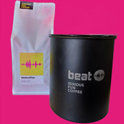 1kg airscape cannister with 1kg of delicious beat coffee
